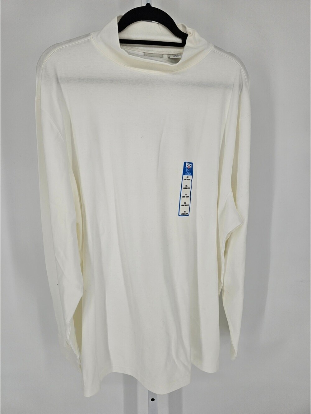 Covington Mens Sz 2Xl Long Sleeve Mock Neck T Shirt White 100% Cotton NEW